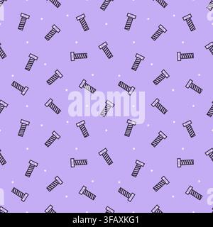 Monochromatic seamless pattern of purple bolts and screws with white stars on a pastel purple background. Playful hardware vector design for fabric, w Stock Vector