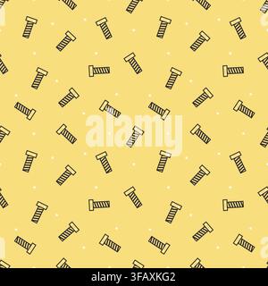Monochromatic seamless pattern of yellow bolts and screws with white star accents on a soft yellow background. Playful hardware vector design for fabr Stock Vector