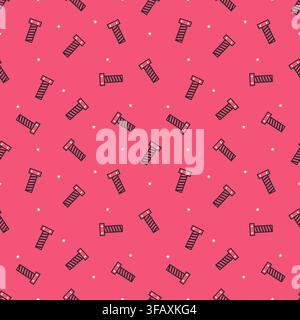 Monochromatic seamless pattern featuring coral pink bolts and screws with white stars on a vibrant pink background. Playful hardware vector design for Stock Vector