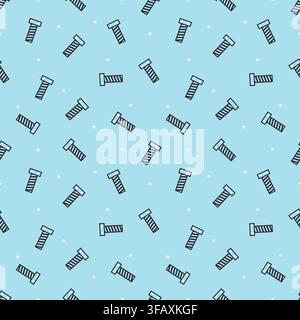 Monochromatic seamless pattern of light blue bolts and screws with white star accents on a pastel blue background. Playful hardware vector design for Stock Vector