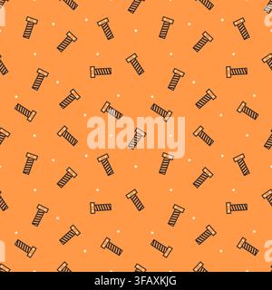 Monochromatic seamless pattern of orange bolts and screws with white star accents on a bright orange background. Playful hardware vector design for fa Stock Vector