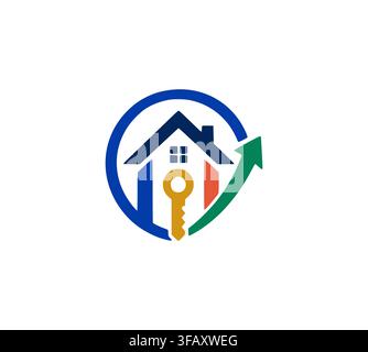 Modern Real Estate Property Key Growth Circular Logo Vector Icon Stock Vector