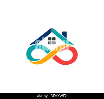 Modern Real Estate Infinity Roof House Logo Concept Vector Icon Stock Vector