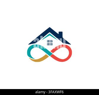 Modern Real Estate Infinite Home Roof Logo Design Vector Graphic Stock Vector