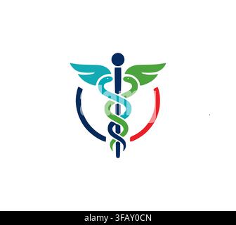 Caduceus Medical Snake Staff Symbol Logo Vector Template Professional Stock Vector