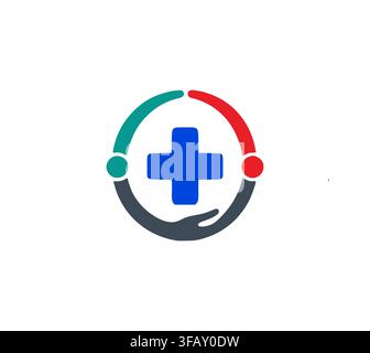 Medical Cross Care Circle Logo Design Vector Template Modern Stock Vector