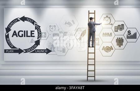 The businessman in an agile software development concept Stock Photo
