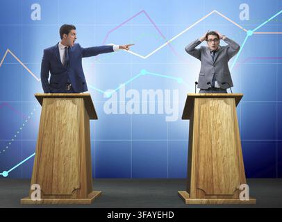 The businessman giving a speech on the podium in the business concept Stock Photo
