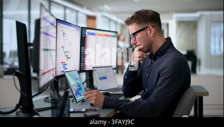 Agile Manager Updates Digital Planner To Organize Team’s Project Tasks Efficiently. Stock Photo