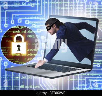 The hacker man is trying to steal personal information Stock Photo