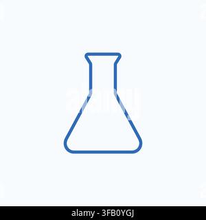 Chemical laboratory conical flask icon line art isolated on white background for science research glass equipment. Stock Vector