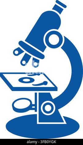 Biological microscope icon depicting laboratory equipment for sperm cell analysis in fertility treatment clinics. Stock Vector