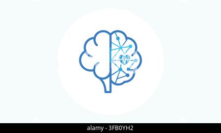 Cerebral hemisphere concept featuring network connections and heartbeat pulse for cognitive emotional intelligence. Stock Vector