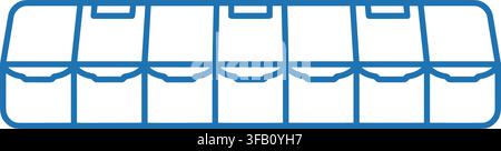 Blue industrial crate or storage bin row icon for logistics and warehousing organization management vector graphic. Stock Vector