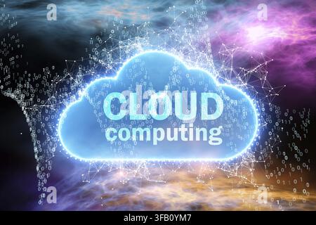 The cloud computing concept - 3D rendering Stock Photo