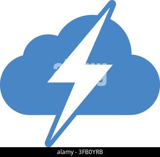 Cloud with lightning bolt icon representing stormy weather forecast or electrical power and charging indicator. Stock Vector