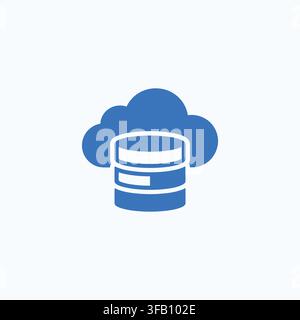 Cloud data storage icon design with database cylinder symbol representing internet computing network and technology. Stock Vector
