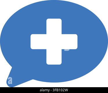 Medical assistance speech bubble icon with cross sign for online consultation or healthcare support vector graphic. Stock Vector