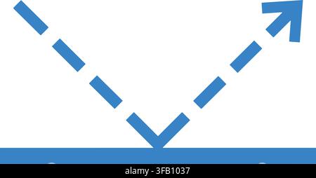 Abstract illustration of incoming light ray reflection on flat surface for physics concepts or optics design templates. Stock Vector