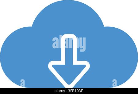 Cloud download icon showing arrow pointing down within cloud shape representing file transfer and digital reception. Stock Vector