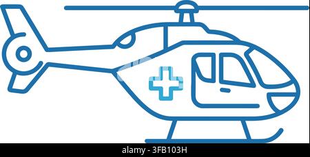 Emergency medical helicopter icon with medical cross symbol for fast ambulance transport and rescue operations air. Stock Vector