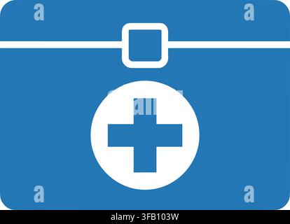 First aid kit bag icon with medical cross symbol for emergency medicine assistance isolated on transparent background. Stock Vector