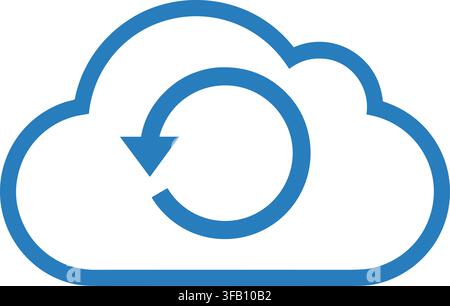 Cloud sync data recovery icon representing file synchronization process for network storage systems and web platforms. Stock Vector