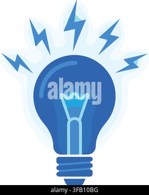 Creative lightbulb icon with electric lightning bolts representing innovation ideas and brilliant energy concepts. Stock Vector