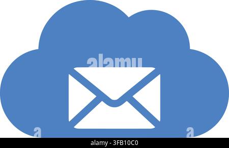 Cloud email messaging icon featuring envelope symbol within cloud outline representing online communication services. Stock Vector