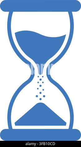 Hourglass symbol with blue sand falling represents time management countdown deadline measurement and productivity. Stock Vector