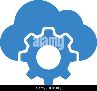 Cloud settings icon with gear cogwheel integrated into cloud shape representing automated processing and configuration. Stock Vector