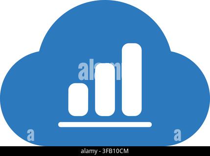 Data growth chart bars on cloud icon representing analytics and business performance tracking software development. Stock Vector