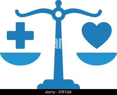 Medical balance scale icon comparing health heart and cross symbols for wellness isolated on transparent background. Stock Vector