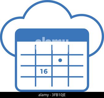 Cloud calendar date reminder icon with sixteenth day selected for digital scheduling and online task management tool. Stock Vector