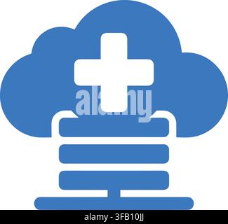 Medical cloud server icon representing digital healthcare data storage and secure pharmacy health records technology. Stock Vector