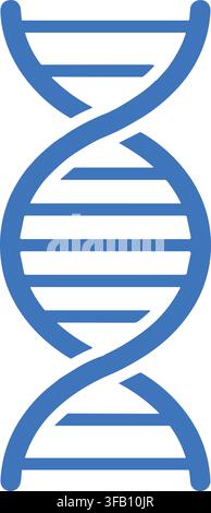 Double helix dna structure icon representing genetics and biological research in blue flat design for medical science. Stock Vector