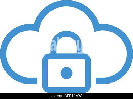 Secure cloud computing icon representing data protection services isolated on transparent background for web design. Stock Vector