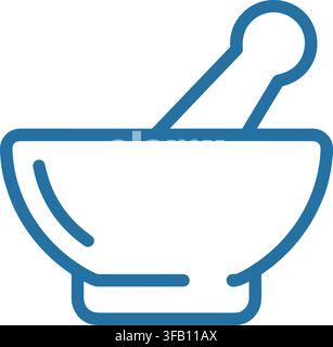 Mortar and pestle icon symbol for pharmacy and traditional medicine preparation on transparent background graphics. Stock Vector