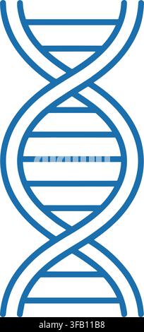 Medical dna double helix icon representing genetic research and biotechnology science in blue linear outline style. Stock Vector