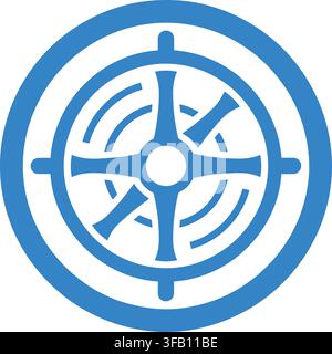 Minimalist blue target graphic icon for strategic planning business goal setting or precision navigation system logo. Stock Vector