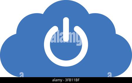 Power button cloud icon representing remote server control and digital energy management for modern smart technology. Stock Vector
