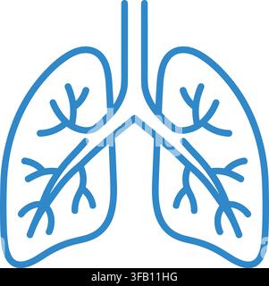 Human respiratory system icon illustrating lungs and trachea for breathing health and pulmonary medicine education. Stock Vector
