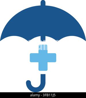 Medical insurance umbrella icon featuring first aid cross symbol for healthcare protection and emergency coverage plan. Stock Vector