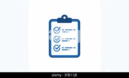 Task management clipboard icon with completed check marks and lines representing business project planning process. Stock Vector
