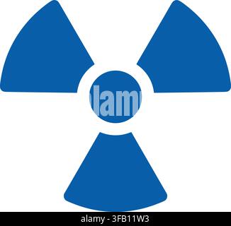 Radioactive hazard symbol warning sign for chemical radiation safety flat blue vector icon for industrial alerts. Stock Vector