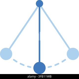 Pendulum swing motion icon representing physics measurement or time concepts in blue flat style for academic studies. Stock Vector