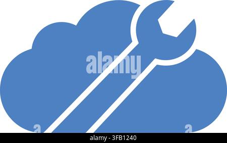 Wrench repair tool over cloud shape icon for technical support and server maintenance service online management tool. Stock Vector