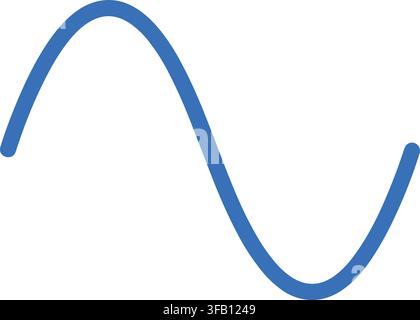 Smooth blue sine wave signal illustration representing mathematical oscillation frequency for science or technology design. Stock Vector