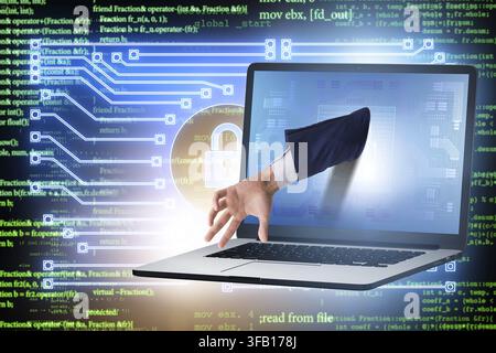 The hacker man is trying to steal personal information Stock Photo