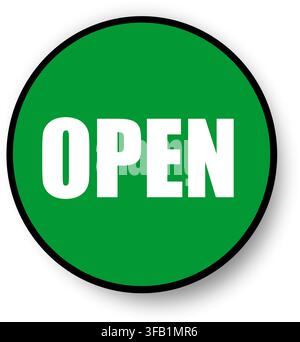 Open Board Tag Vector Icon – Storefront Business Signage, Shop Door Label and Retail Status Symbol Stock Vector
